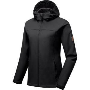 Little Donkey Andy Women’s Softshell Jacket Hooded Windproof Fleece Lined Jackets, Lightweight(A.black)