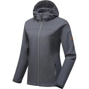 Little Donkey Andy Women’s Softshell Jacket Hooded Windproof Fleece Lined Jackets, Lightweight(B.gray)