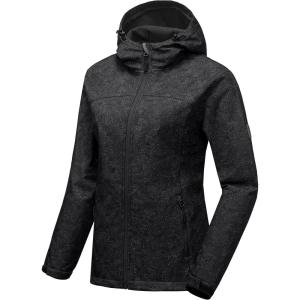 Little Donkey Andy Women’s Softshell Jacket Hooded Windproof Fleece Lined Jackets, Lightweight(D.black Floral)