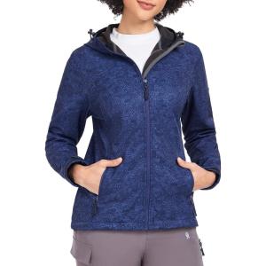 Little Donkey Andy Women’s Softshell Jacket Hooded Windproof Fleece Lined Jackets, Lightweight(E.blue Floral)