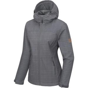 Little Donkey Andy Women’s Softshell Jacket Hooded Windproof Fleece Lined Jackets, Lightweight(I.gray Plaid)