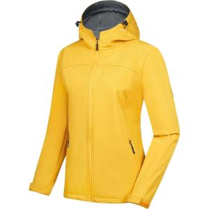 Little Donkey Andy Women’s Softshell Jacket Hooded Windproof Fleece Lined Jackets, Lightweight(M.yellow)