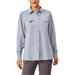 Little Donkey Andy Womens UPF 50+ UV Protection Breathable Long Sleeve Hiking Shirt Fishing Travel Shits Air-Holes Tech(Light Grey)