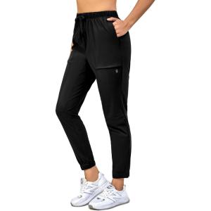 Little Donkey Andy Women’s Ultra Stretch Quick Dry Cool Ankle Pants Drawstring Active Travel Hiking(Black)