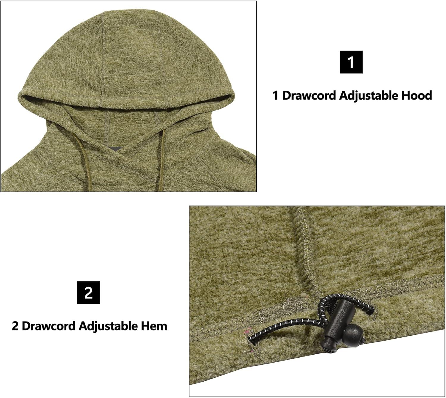 imageLittle Donkey Andy Mens Lightweight Polar Fleece Hooded Pullover Hoodies Warm Sweatshirts Running Hiking Travel