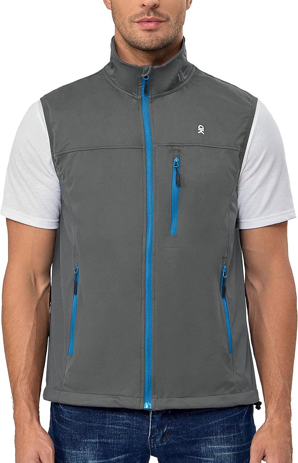 imageLittle Donkey Andy Mens Lightweight Softshell Vest Windproof Sleeveless Jacket for Running Hiking Cycling GolfPure Grey