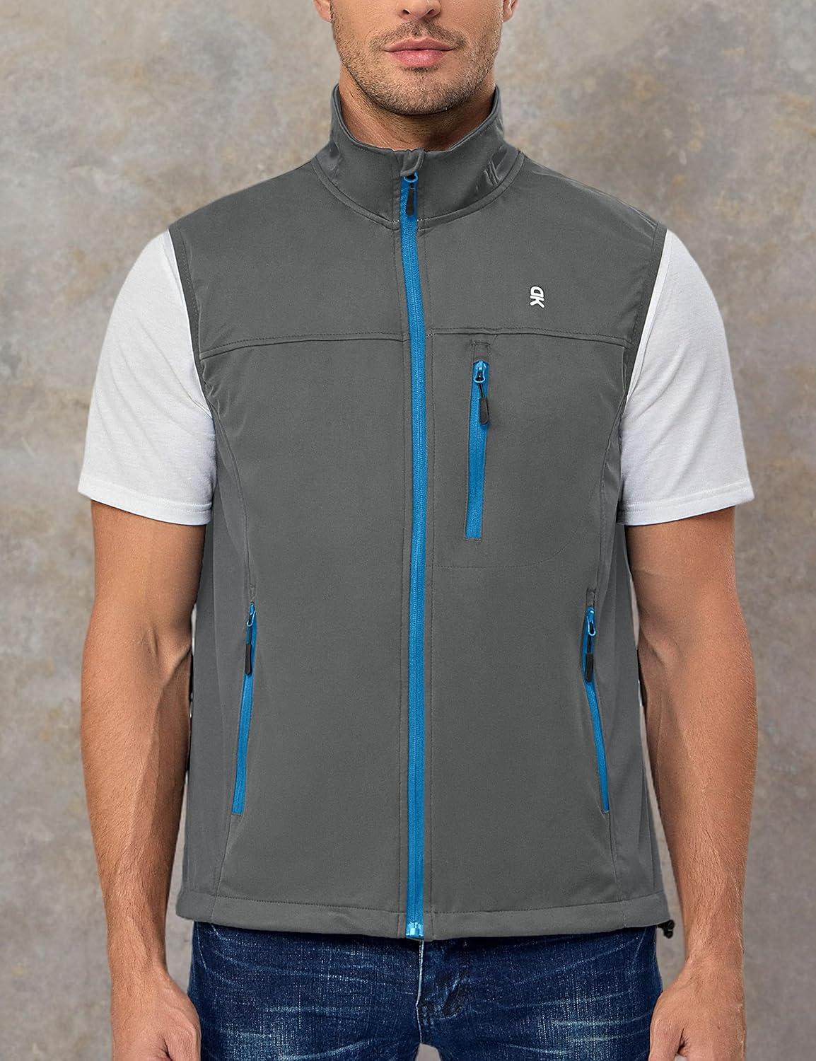 imageLittle Donkey Andy Mens Lightweight Softshell Vest Windproof Sleeveless Jacket for Running Hiking Cycling GolfPure Grey