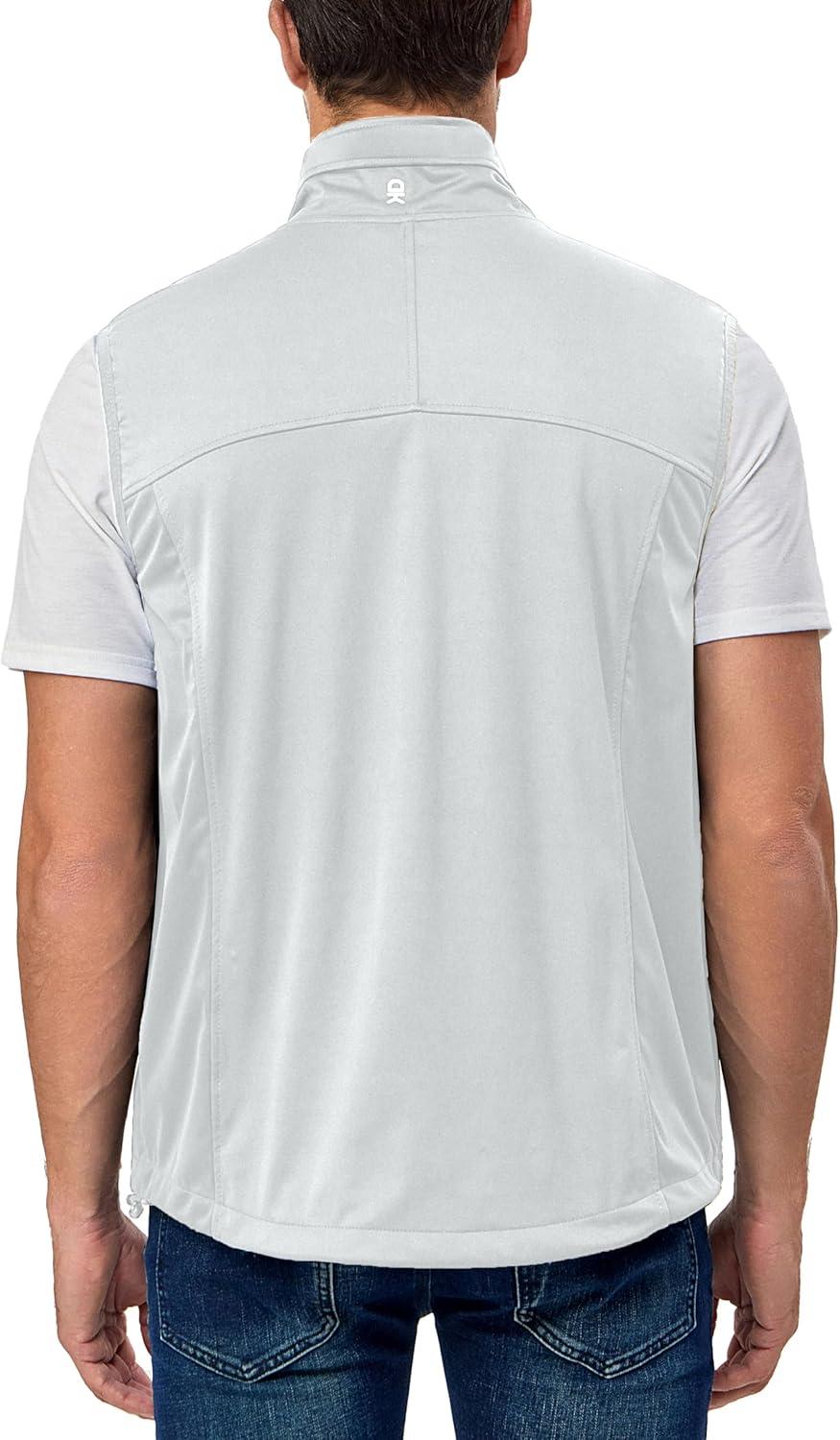imageLittle Donkey Andy Mens Lightweight Softshell Vest Windproof Sleeveless Jacket for Running Hiking Cycling GolfWhite