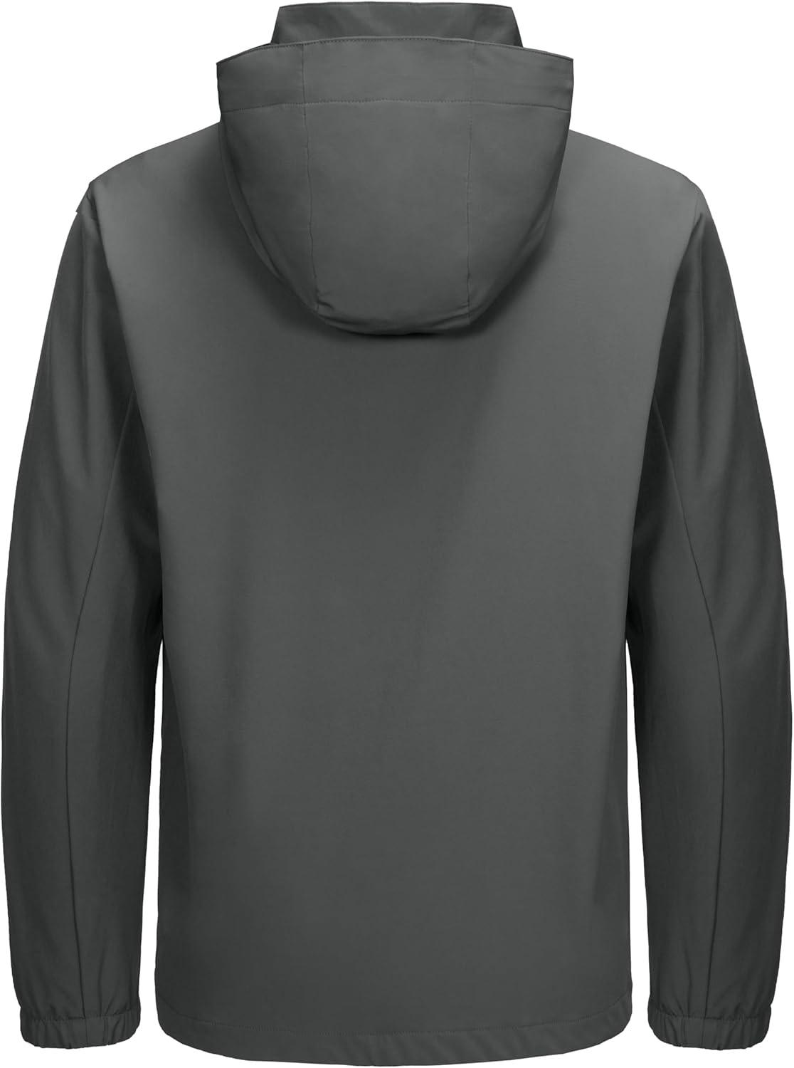 imageLittle Donkey Andy Mens Lightweight Windbreaker Jacket Removable Hooded Windproof Coat for Running Hiking GolfDark Gray