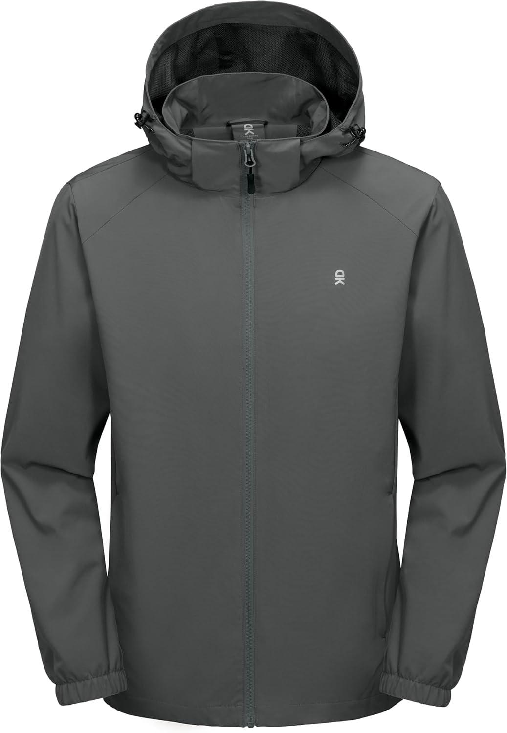 imageLittle Donkey Andy Mens Lightweight Windbreaker Jacket Removable Hooded Windproof Coat for Running Hiking GolfDark Gray