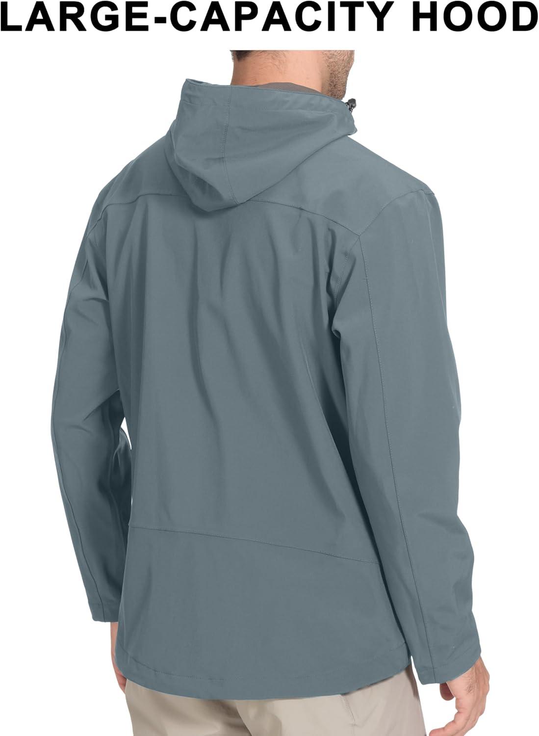 imageLittle Donkey Andy Mens Rain Hiking Jackets Waterproof Windproof Breathable Shell Coats Travel FishingNew Deep Grey