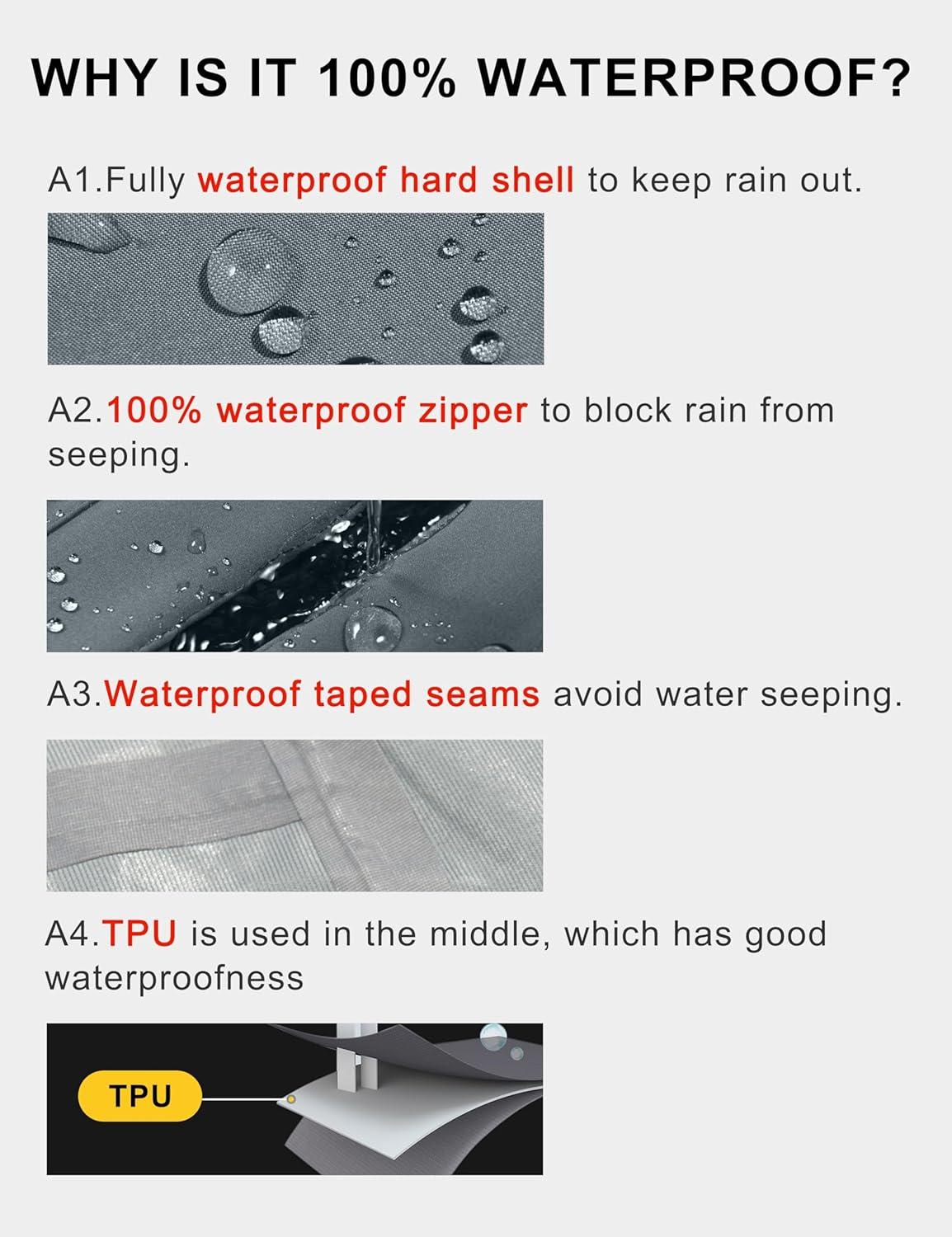 imageLittle Donkey Andy Mens Rain Hiking Jackets Waterproof Windproof Breathable Shell Coats Travel FishingNew Deep Grey
