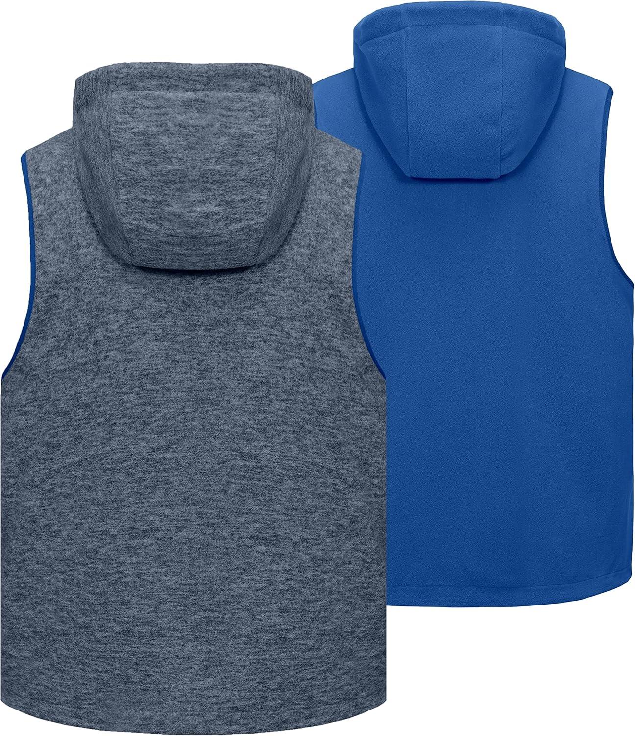 imageLittle Donkey Andy Mens Reversible Fleece Vest Lightweight Warm Sleeveless Jacket with Hood for Hiking Walking TravelTrue Navy HeatherLapis Blue