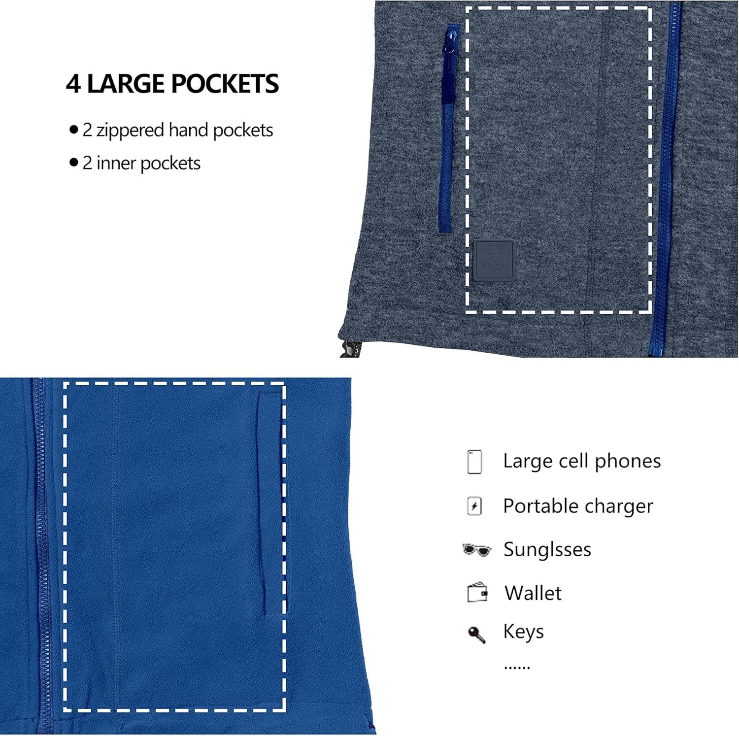 imageLittle Donkey Andy Mens Reversible Fleece Vest Lightweight Warm Sleeveless Jacket with Hood for Hiking Walking TravelTrue Navy HeatherLapis Blue