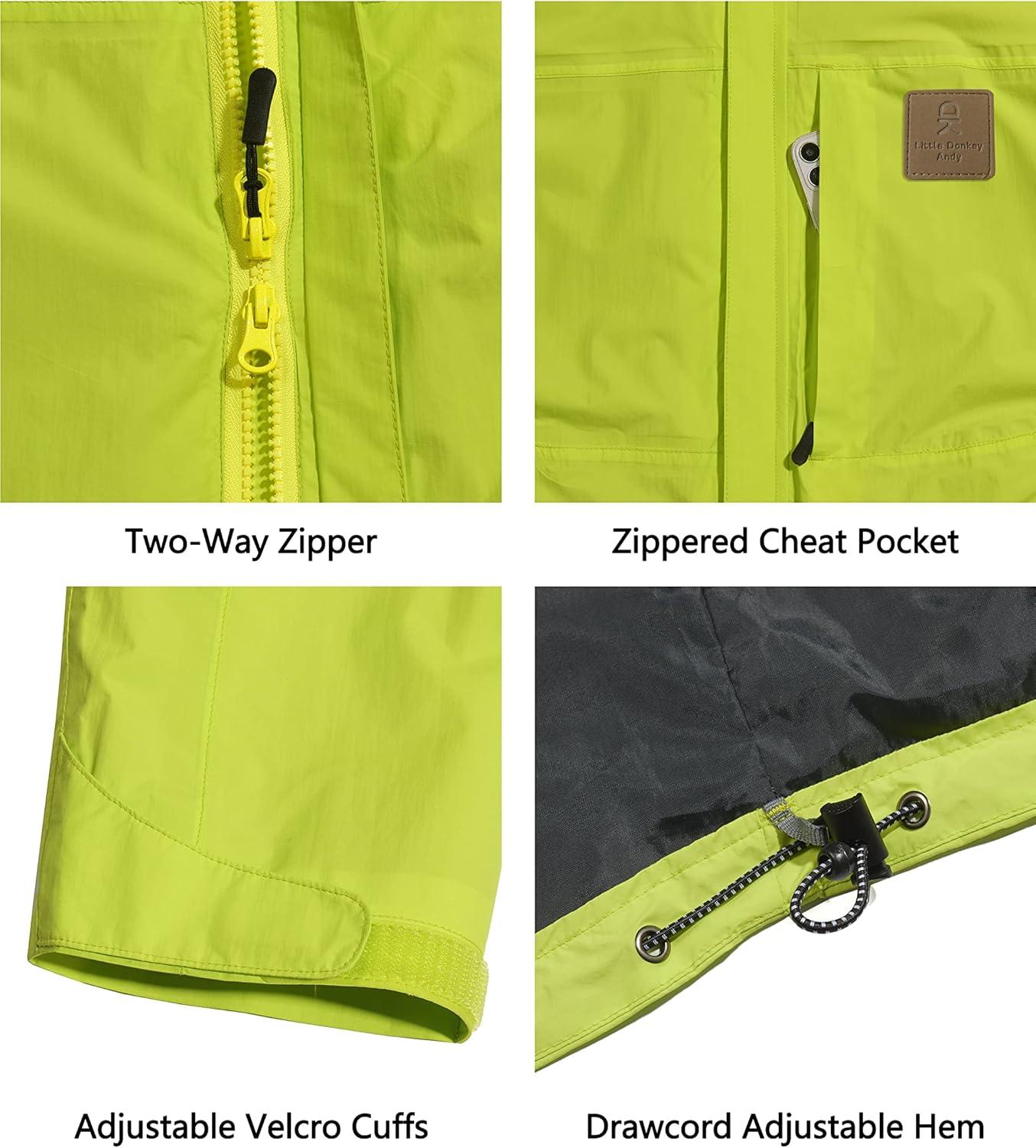 imageLittle Donkey Andy Mens Waterproof Rain Jacket Windproof Light Jacket Outdoor Rain Shell with Hood for Hiking Travel GolfLove Bird