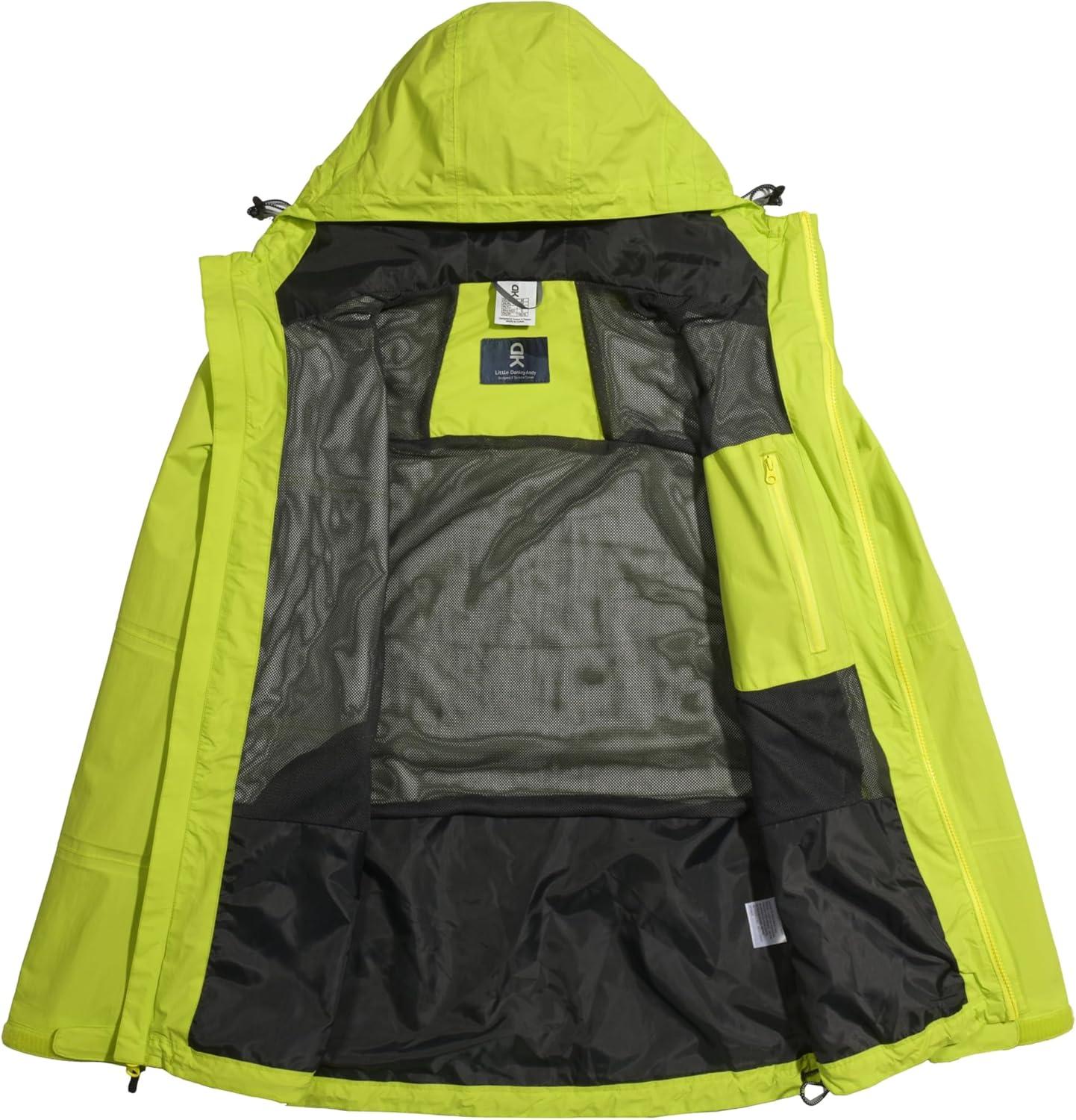 imageLittle Donkey Andy Mens Waterproof Rain Jacket Windproof Light Jacket Outdoor Rain Shell with Hood for Hiking Travel GolfLove Bird