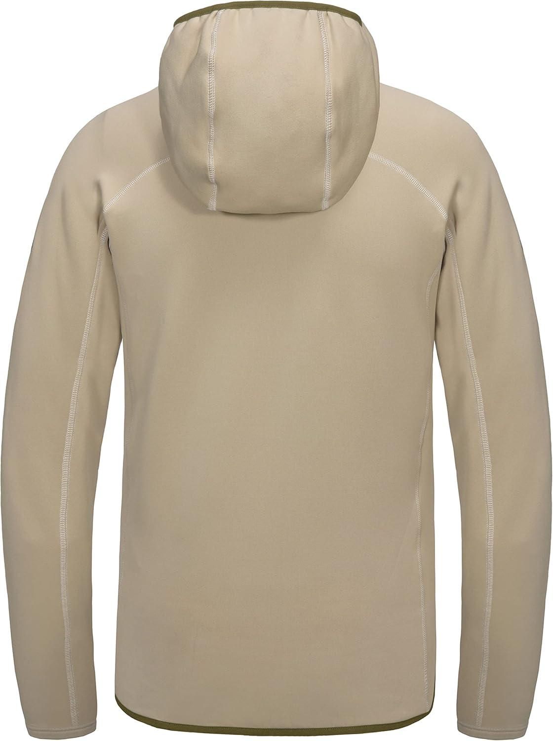 imageLittle Donkey Andy Mens Winter Ultra Stretch Warm Fleece Running Jacket Thumb Holes Hooded Coat HikingLight Khaki