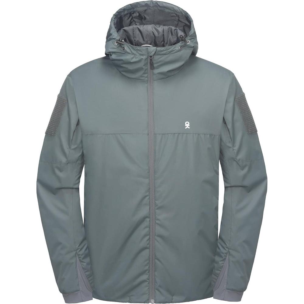 imageLittle Donkey Andy Mens Hooded Winter Lightweight Coat Waterresistant Warm Quilted Jacket with Recycled InsulationGrey