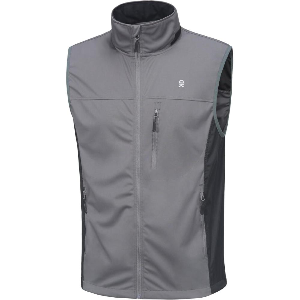 imageLittle Donkey Andy Mens Lightweight Softshell Vest Windproof Sleeveless Jacket for Running Hiking Cycling GolfGrey