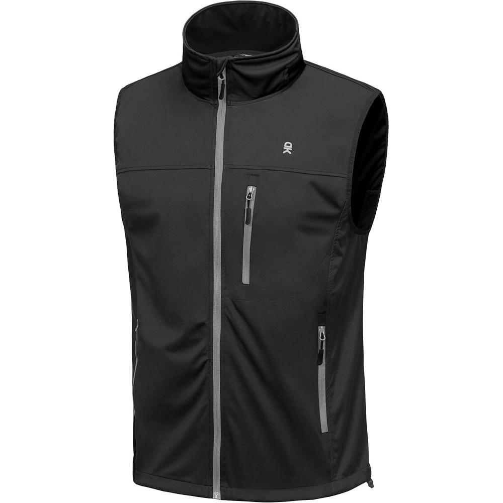 imageLittle Donkey Andy Mens Lightweight Softshell Vest Windproof Sleeveless Jacket for Running Hiking Cycling GolfPure Black