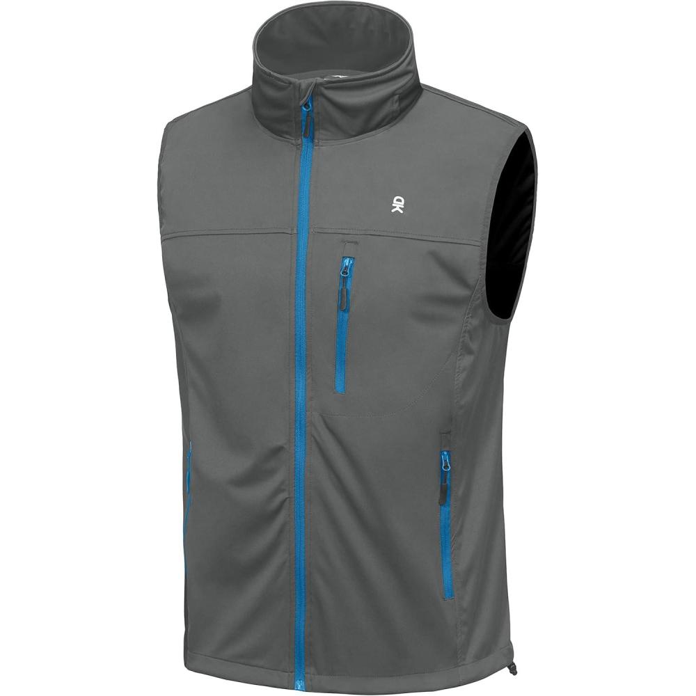 imageLittle Donkey Andy Mens Lightweight Softshell Vest Windproof Sleeveless Jacket for Running Hiking Cycling GolfPure Grey