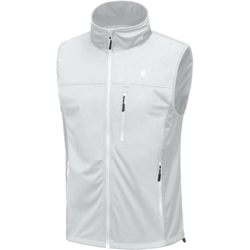 imageLittle Donkey Andy Mens Lightweight Softshell Vest Windproof Sleeveless Jacket for Running Hiking Cycling GolfWhite