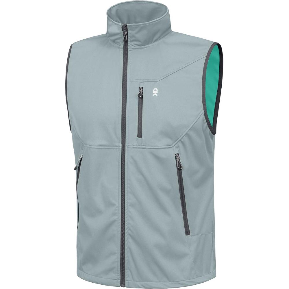 imageLittle Donkey Andy Mens Lightweight Softshell Vest Windproof Sleeveless Jacket for Travel Hiking Running GolfLight Gray