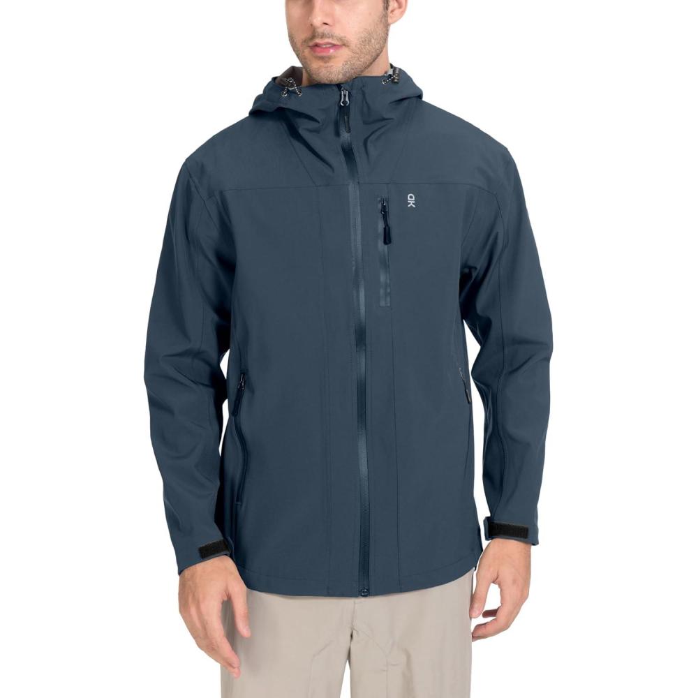 imageLittle Donkey Andy Mens Rain Hiking Jackets Waterproof Windproof Breathable Shell Coats Travel FishingNew Deep Blue