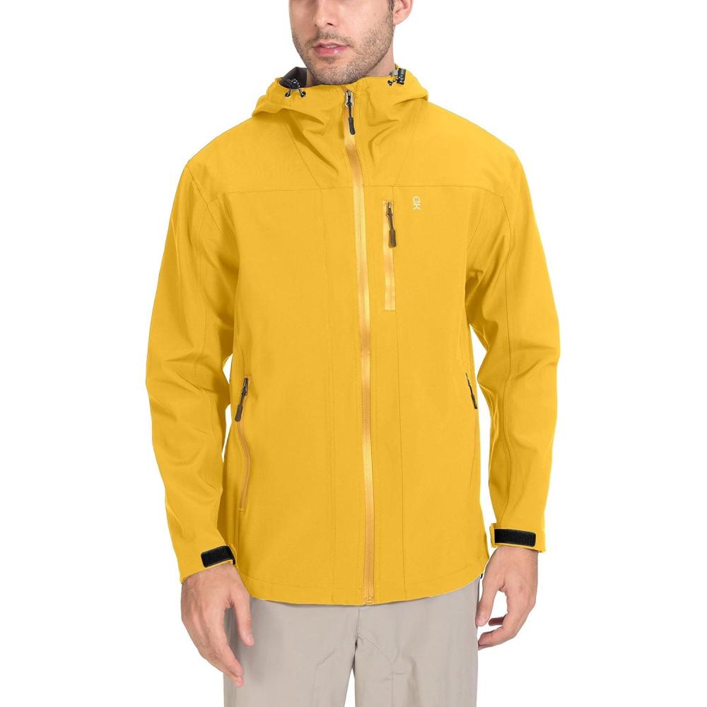 imageLittle Donkey Andy Mens Rain Hiking Jackets Waterproof Windproof Breathable Shell Coats Travel FishingNew Yellow