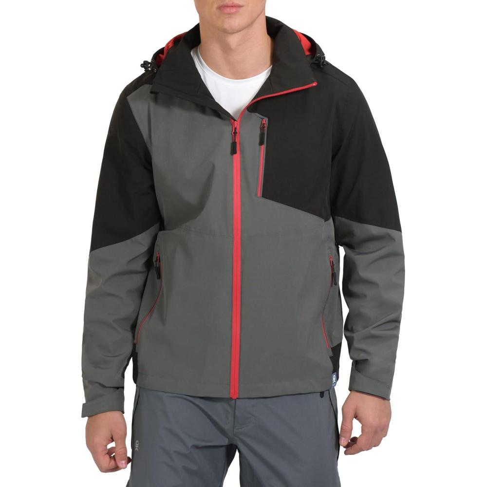 imageLittle Donkey Andy Mens Waterproof Rain Jacket Breathable Windbreaker Outdoor Rain Coat with Detachable Hood