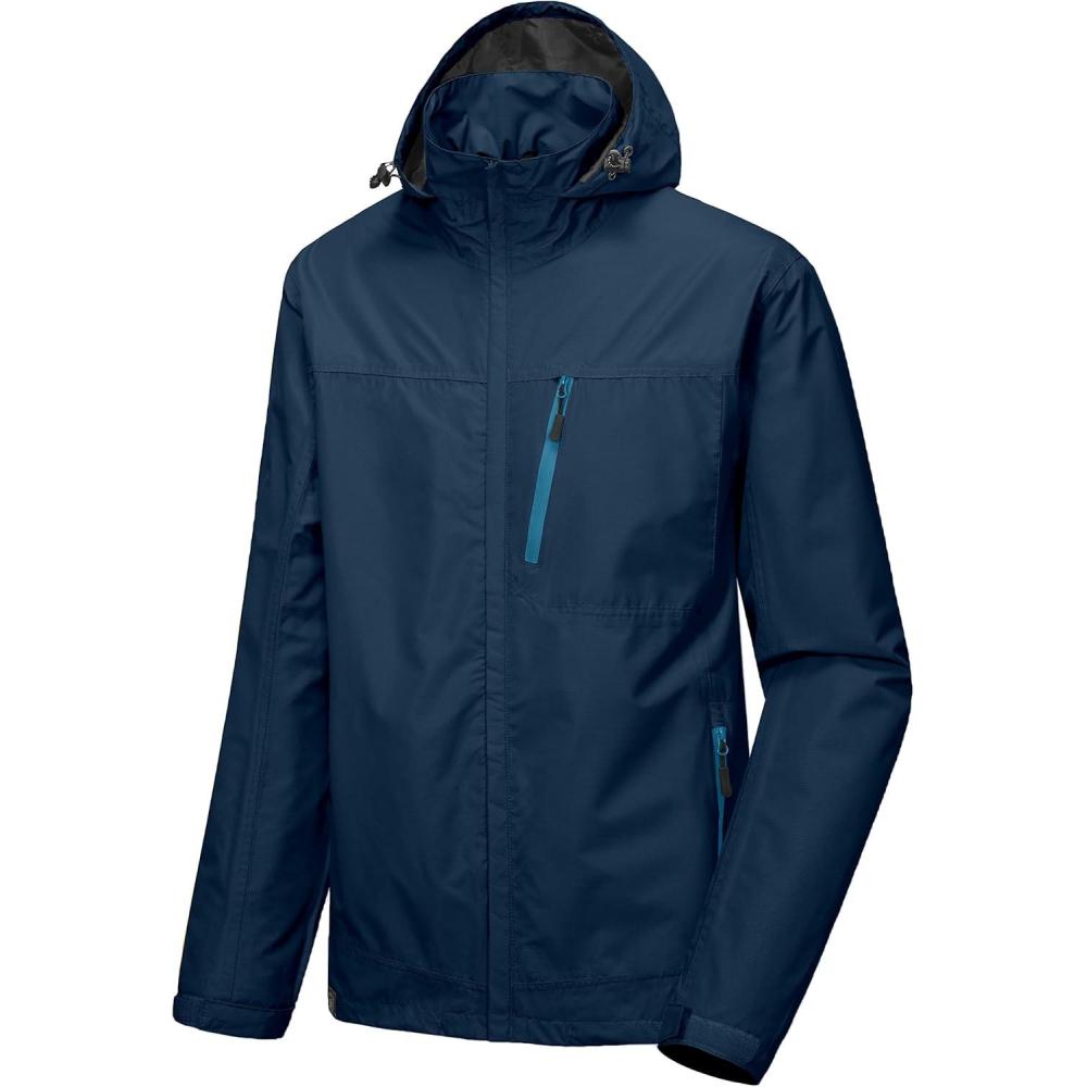 imageLittle Donkey Andy Mens Waterproof Rain Jacket Outdoor Lightweight Hooded Raincoat for Hiking Golf Travel FishingA2navy