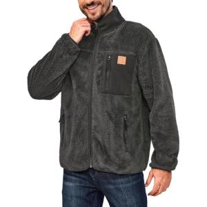 Little Donkey Andy Men’s Fuzzy Fleece Jacket Sherpa Jackets Full Zip Up Thermal Coat with 3 Zipper Pockets for Fall Winter(Pure Gray)