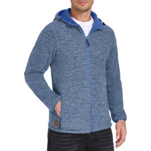 Little Donkey Andy Men’s Lightweight Reversible Polar Fleece Jacket Full Zip Hoodie with Pockets Thermal Outdoor Coat(Blue Heather/Lapis Blue)