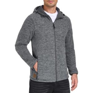 Little Donkey Andy Men’s Lightweight Reversible Polar Fleece Jacket Full Zip Hoodie with Pockets Thermal Outdoor Coat(Dark Grey Heather/Grey)