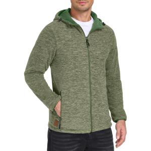 Little Donkey Andy Men’s Lightweight Reversible Polar Fleece Jacket Full Zip Hoodie with Pockets Thermal Outdoor Coat(Olive Heather/Olive)