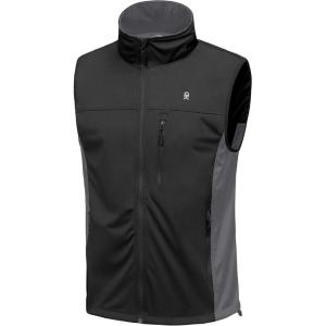 Little Donkey Andy Men’s Lightweight Softshell Vest, Windproof Sleeveless Jacket for Running, Hiking, Cycling, Golf(Black)