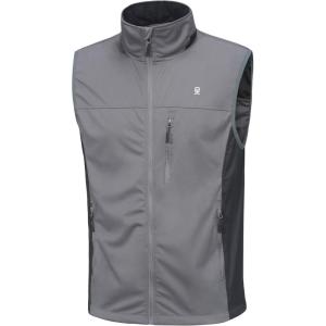 Little Donkey Andy Men’s Lightweight Softshell Vest, Windproof Sleeveless Jacket for Running, Hiking, Cycling, Golf(Grey)