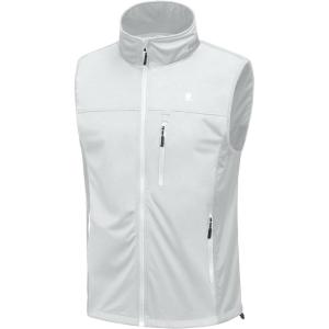 Little Donkey Andy Men’s Lightweight Softshell Vest, Windproof Sleeveless Jacket for Running, Hiking, Cycling, Golf(White)