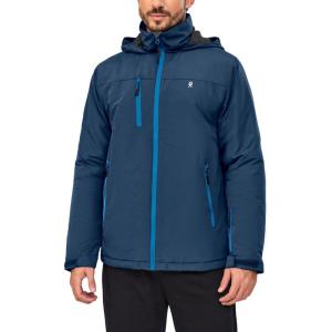 Little Donkey Andy Men’s Lightweight Winter Jacket Hooded Windproof Warm Insulated Jacket for Ski Hiking(Dark Blue)