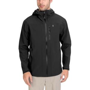 Little Donkey Andy Men’s Rain Hiking Jackets Waterproof Windproof Breathable Shell Coats Travel Fishing(New Black)