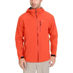 Little Donkey Andy Men’s Rain Hiking Jackets Waterproof Windproof Breathable Shell Coats Travel Fishing(New Orange)