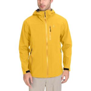 Little Donkey Andy Men’s Rain Hiking Jackets Waterproof Windproof Breathable Shell Coats Travel Fishing(New Yellow)