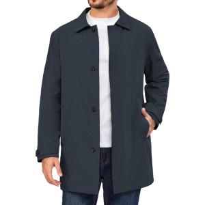 Little Donkey Andy Men’s Waterproof Mid-Length Trench Coat, Lightweight Long Rain Coat, Single Breasted Overcoat(Black Heather)