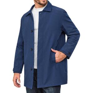 Little Donkey Andy Men’s Waterproof Mid-Length Trench Coat, Lightweight Long Rain Coat, Single Breasted Overcoat(Blue Heather)