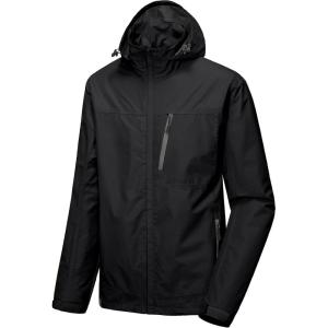 Little Donkey Andy Men’s Waterproof Rain Jacket Outdoor Lightweight Hooded Raincoat for Hiking Golf Travel Fishing(A1.black)