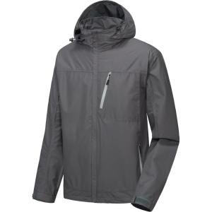 Little Donkey Andy Men’s Waterproof Rain Jacket Outdoor Lightweight Hooded Raincoat for Hiking Golf Travel Fishing(A3.grey)