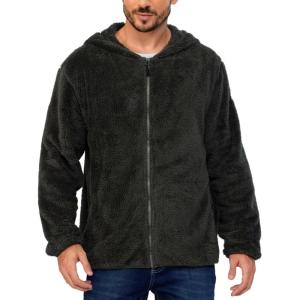 Little Donkey Andy Men’s Winter Hoodies Sherpa Fleece Jacket Warm Lightweight Sweatshirt Zip Up Outerwear Fuzzy Coat(Green)