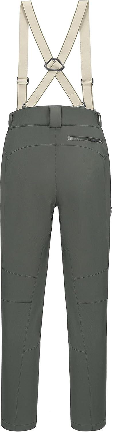 imageLittle Donkey Andy Mens Skiing Bibs Fleece Lined Snow Pants Winter WaterRepellent Snowboard Pants with SuspendersIvy Green