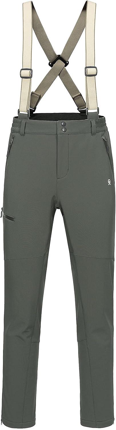 imageLittle Donkey Andy Mens Skiing Bibs Fleece Lined Snow Pants Winter WaterRepellent Snowboard Pants with SuspendersIvy Green