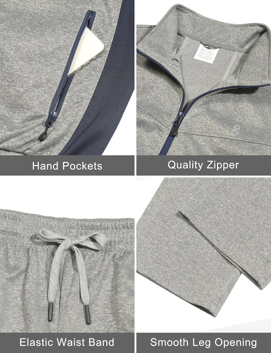 imageLittle Donkey Andy Mens Tracksuit Sweatsuits 2 Piece Set Athletic Jogging Gym Elasticity Activewear Sweat Track Suits SetsLight Grey